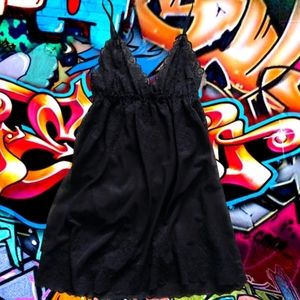 Sexy lacy black slip dress